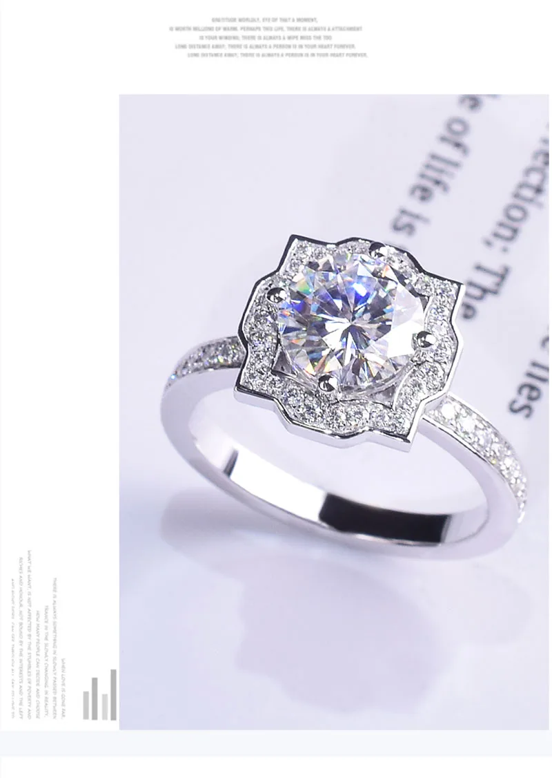 14K Золотое кольцо 1.5ct D Цвет VVS Moissanite кольцо обручальное кольцо с национальным сертификатом