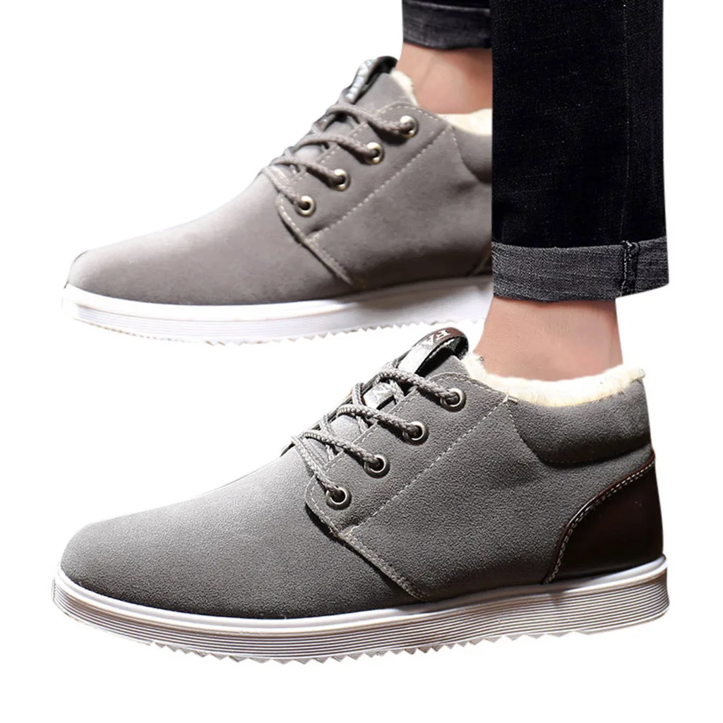 

MUQGEW Fashion sneakers PlusH pu rubber men shoes Lace UP Non Slip Solid Winter Bandage Falt With Warm Sneaker zapatos de hombre