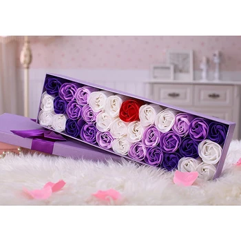 

33Pcs/Box Simulation Rose Soap with Gift Box Women Girl Bath Facial Soap Valentine's Day Birthday Wedding Gifts