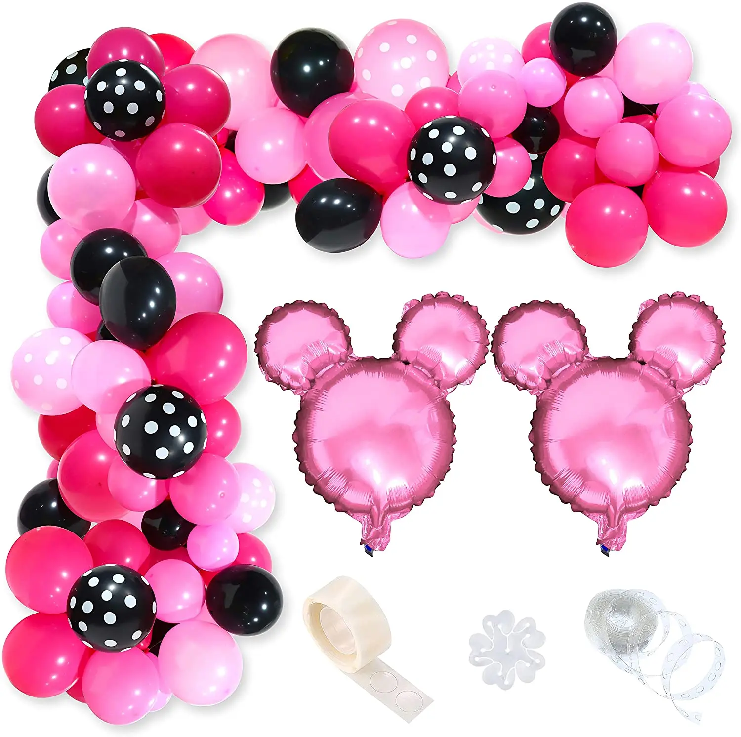 Juego 115 Piezas Decoracion De Minnie Mouse Arco Globos Para Cumpleaños Niña Kit 