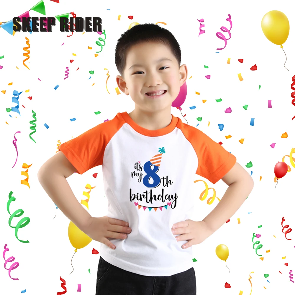 19 Joyeux Anniversaire Enfants T Shirt Pour Garcons A Manches Courtes Enfant En Bas Age Enfants Fete Vetements Pour 1 2 3 4 5 6 7 8 9 10 Ans Enfant Aliexpress