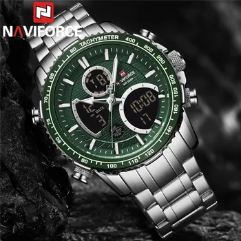 

NAVIFORCE Fashion Men Watch Quartz Digital Male Clock Military Sport Top Brand Luxury Silver Stainless Steel Man Wristwatch