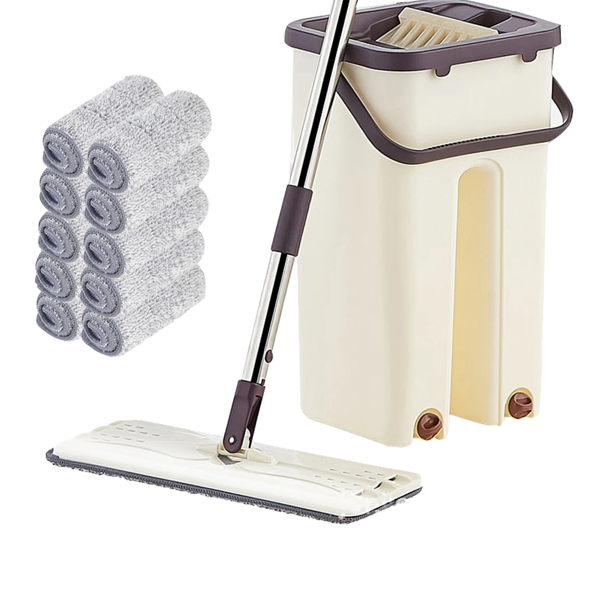 Hand-Free Spin Mop for Automatic Wet or Dry Mopping in 360-Degree Rotation Structure Design