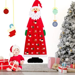 Calendario de Adviento en fieltro de Navidad para niños, calendario de Adviento en pared de Santa, con bolsillos, 24 días, juguetes para niños, regalo de Navidad