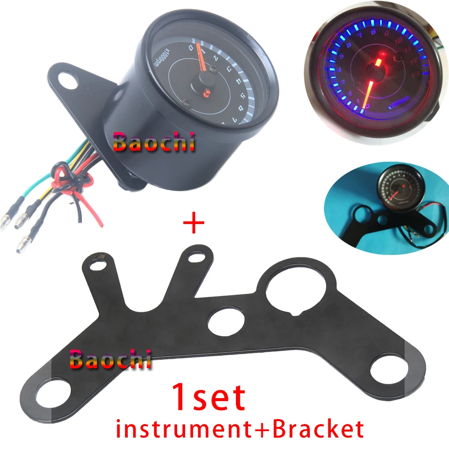 Универсальный цифровой спидометр для мотоцикла одометр Techometer датчик двойной скорости ЖК-экран Instrumento масляный датчик для CG125 ретро - Цвет: Electr instrument