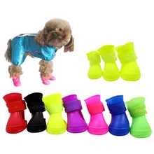 Сапоги для собак с четырьмя силиконовыми противоскользящими подошвами; Водонепроницаемая Обувь для собак; яркие цвета; для домашних животных; для дождливой погоды