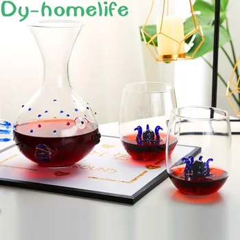 

Glass wine set high borosilicate glass decanter wine jug wine glass divider fish type wine jug octopus wine glass household item