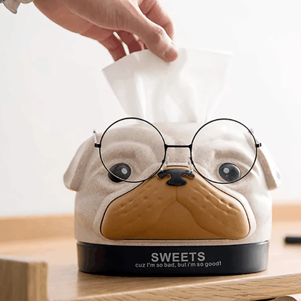 Home Car Tissue Box Container Cartoon Dog Napkin Tissue Dispenser Facial Hand Paper Case Storage Holder Office Desktop Decor