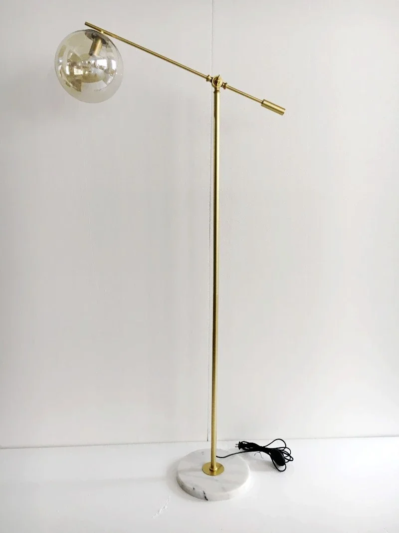 

Nordic Marble Base Glass Floor Lamp Modern E27 Frosted Glass Standing Simple Corner Standing Lamp Corner Light Reading Light