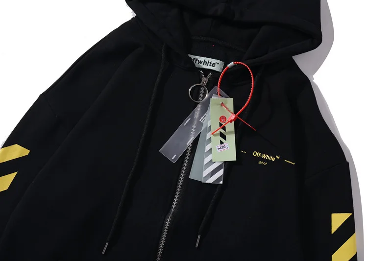 Off-White картина маслом желтый полосатый стрелы мужской кардиган толстовка