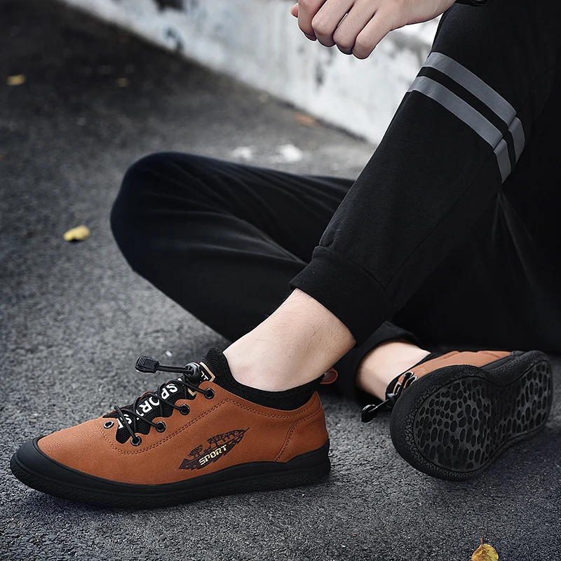 Модные кроссовки из натуральной кожи; повседневная обувь; Мужская дышащая классическая черная коричневая Мужская обувь; сезон осень-зима; кроссовки