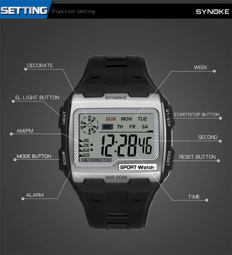 Men's Digital Watch Men Sports Wristwatch LED Dual Time Pedometer Alarm Clock 50M Waterproof Military Watches Relogios Masculino
