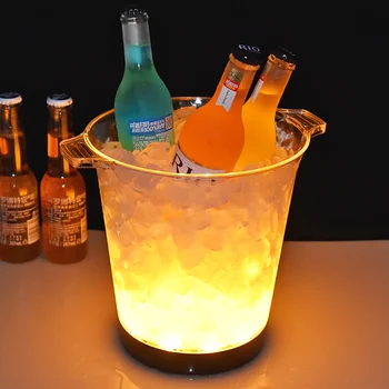 

Rechargeable LED 5L Waterproof Plastic Ice Bucket Bars Nightclubs LED Light Up Champagne Beer Bucket Bars Luminous Ice Bucket