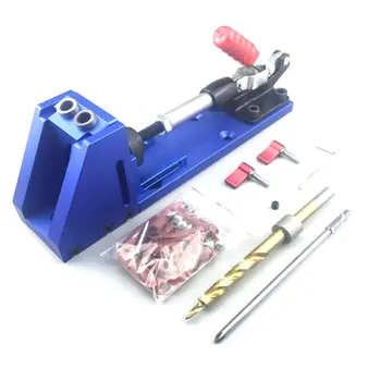 

Pocket Hole Jig Drill Guide Joinery Woodworking Tool Kit + Drilling Bit Wood Lant-Hole Drilling System