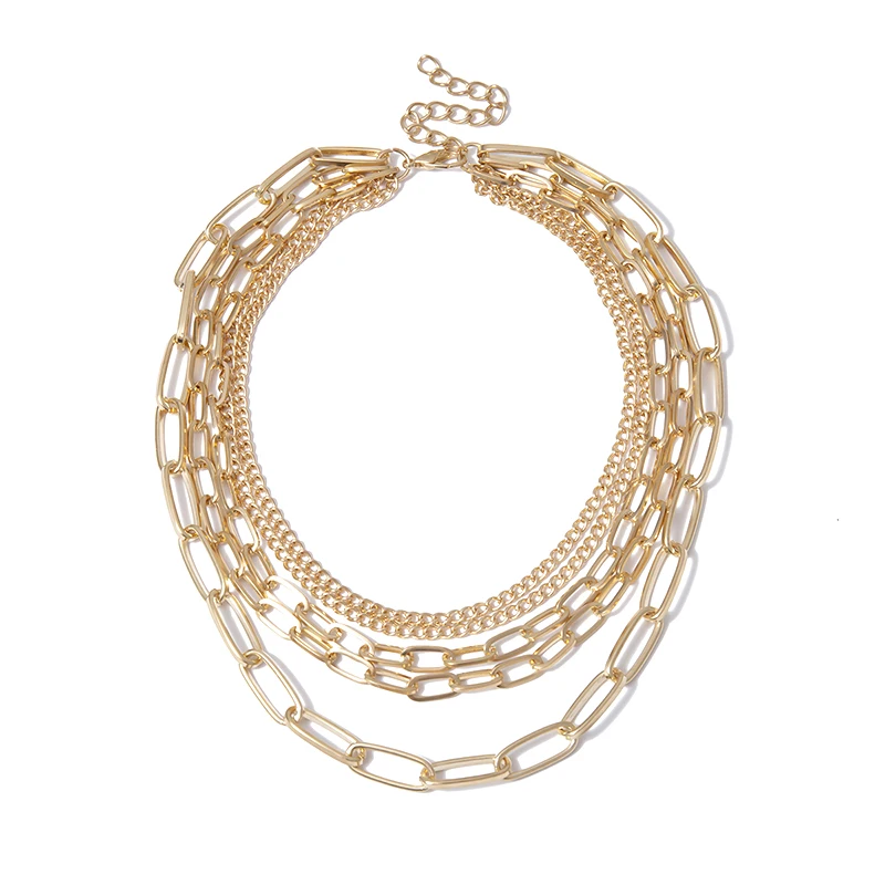 Gothic Multi Layer Baroque Pearl Chunky Chain Necklace Collares Punk Gold Heart Pendant Choker Necklace Festival Couple Jewelry - Окраска металла: Gold