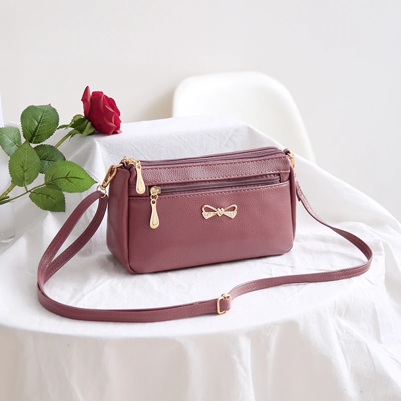 2020  Summer New Middle-aged Women Single Shoulder  Bag  Female Fashion Mobile Phone Bag Large Capacity Multi-zip Cross body Bag