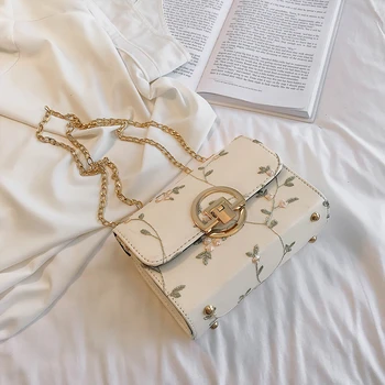 

Summer Women Shoulder Crossbody Bag Embroidery Bags Designer PU Leather Flowers Tote Women's Luxury Handbags Lady Purses
