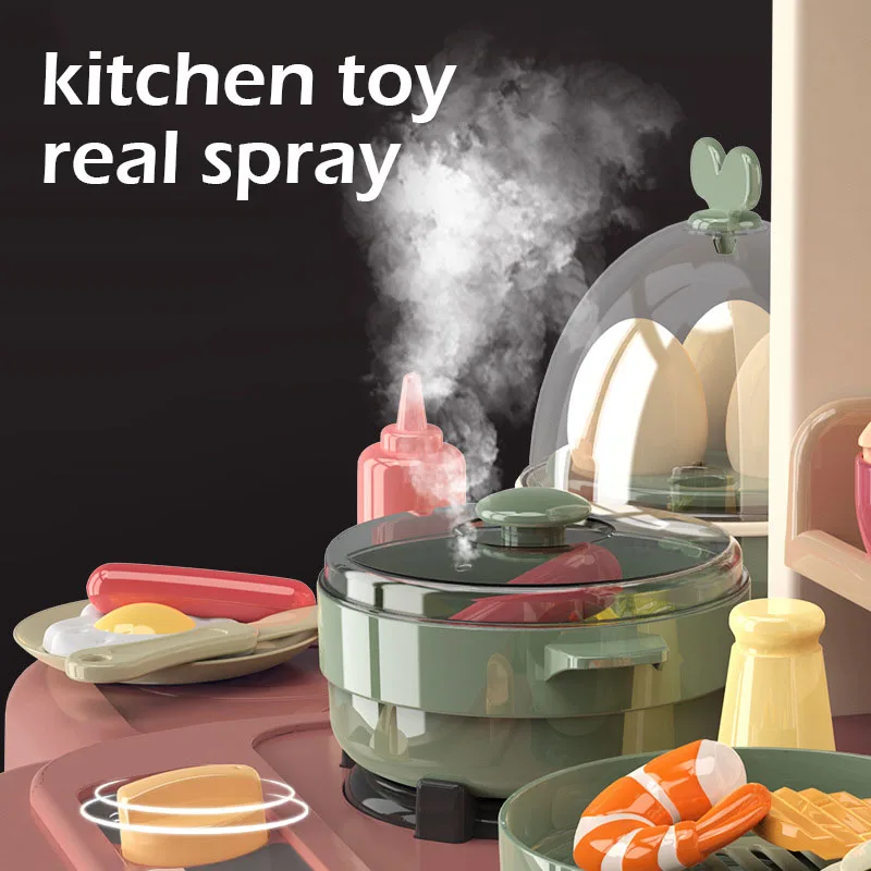 Kitchen Toys Infant Shining 93cm Kids Play House Kitchenware Set 65pcs Pretend Play Simulation Children's Cooking