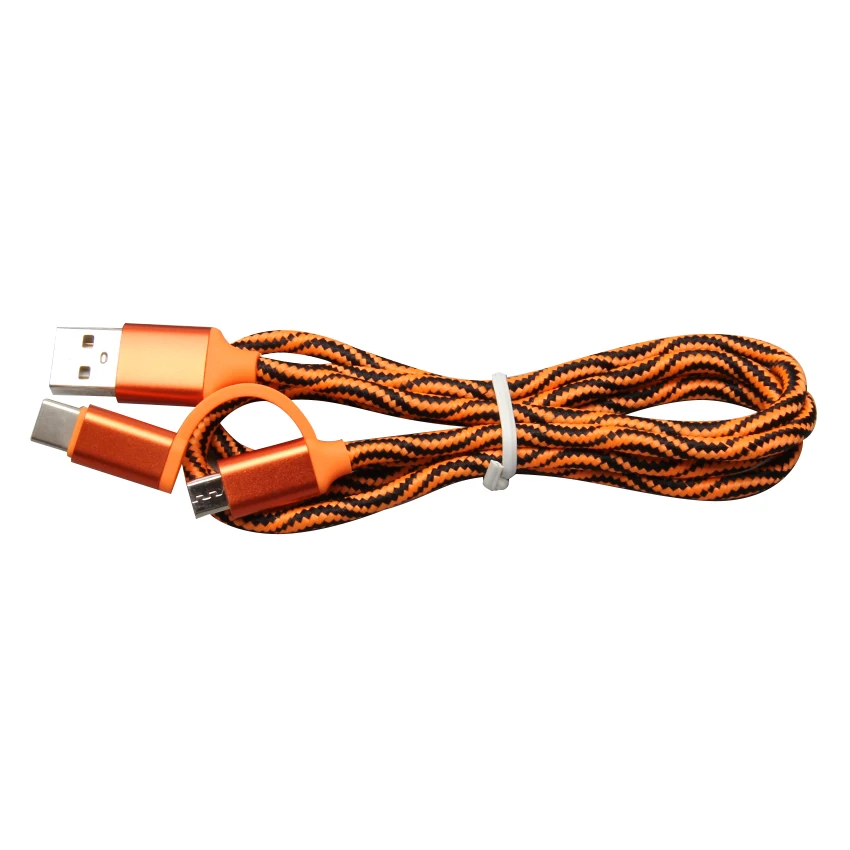 Ткань 25 см 100 см 2 в 1 Micro usb type C кабель для samsung Xiaomi Mi8 huawei P20 mate 20 Pro мобильный телефон кабель USB-C 50 шт