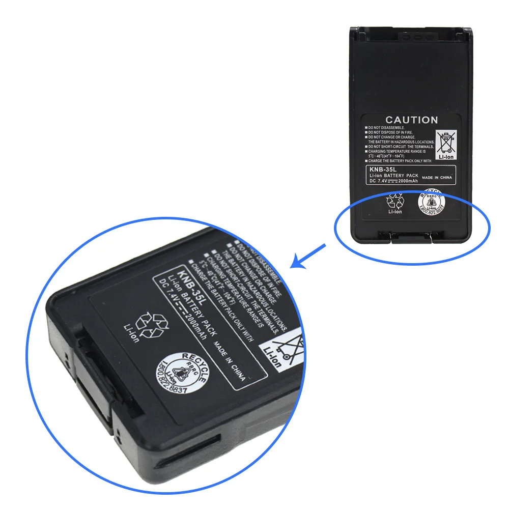 2x Pack-KNB-35L Батарея Замена(2000 мА/ч, 7,4 В, li-ion) для Kenwood TK-3360 TK-3160 TK-2170 KNB-57L TK-3173 TK-3170 NX-320