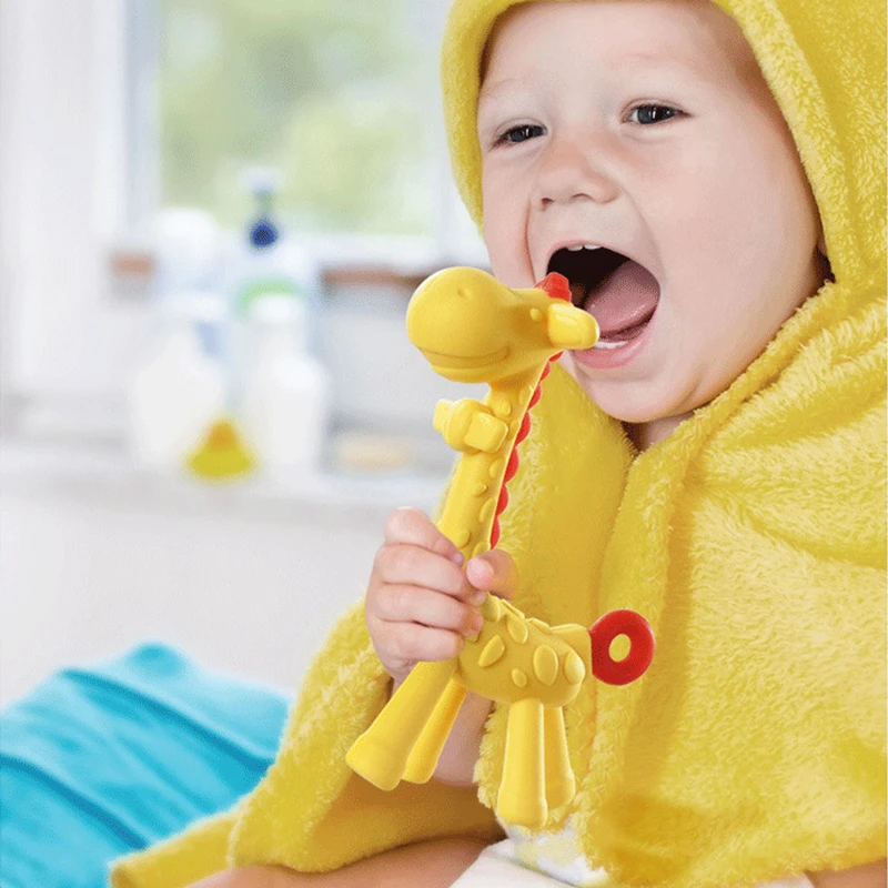 

Teeth Giraffe Baby Safety Silicone Molar Stick Clean Oral Massage Gel Teeth Prevent Your Baby From Crying Baby Gift Wholesale