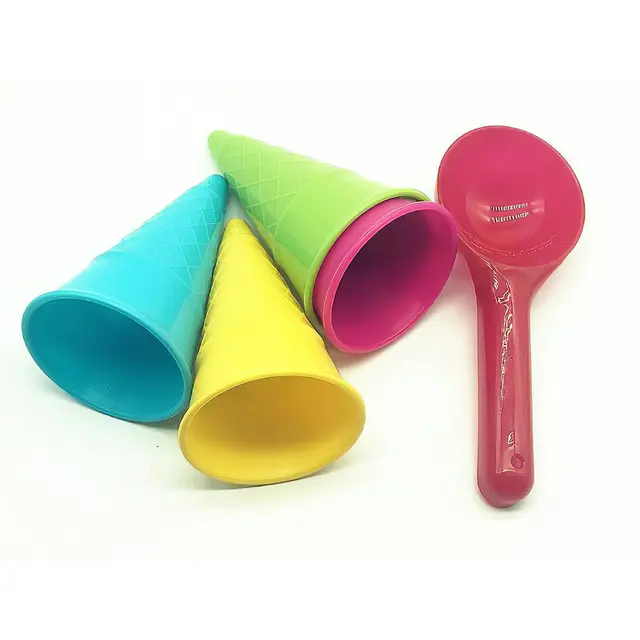 Beach Toys Ice Cream Mold Scoop Plastic Beach Toys Pretend Game Water Sand Cake Mould For Children Kids Summer Outdoor 4