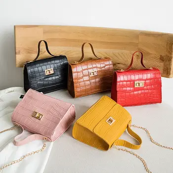 

PU Fashion Women Bags Leisure Crossbody Bag Crocodile Pattern Handbag Shoulder Messenger Chain Lock Small Square Bag Wholesale1#
