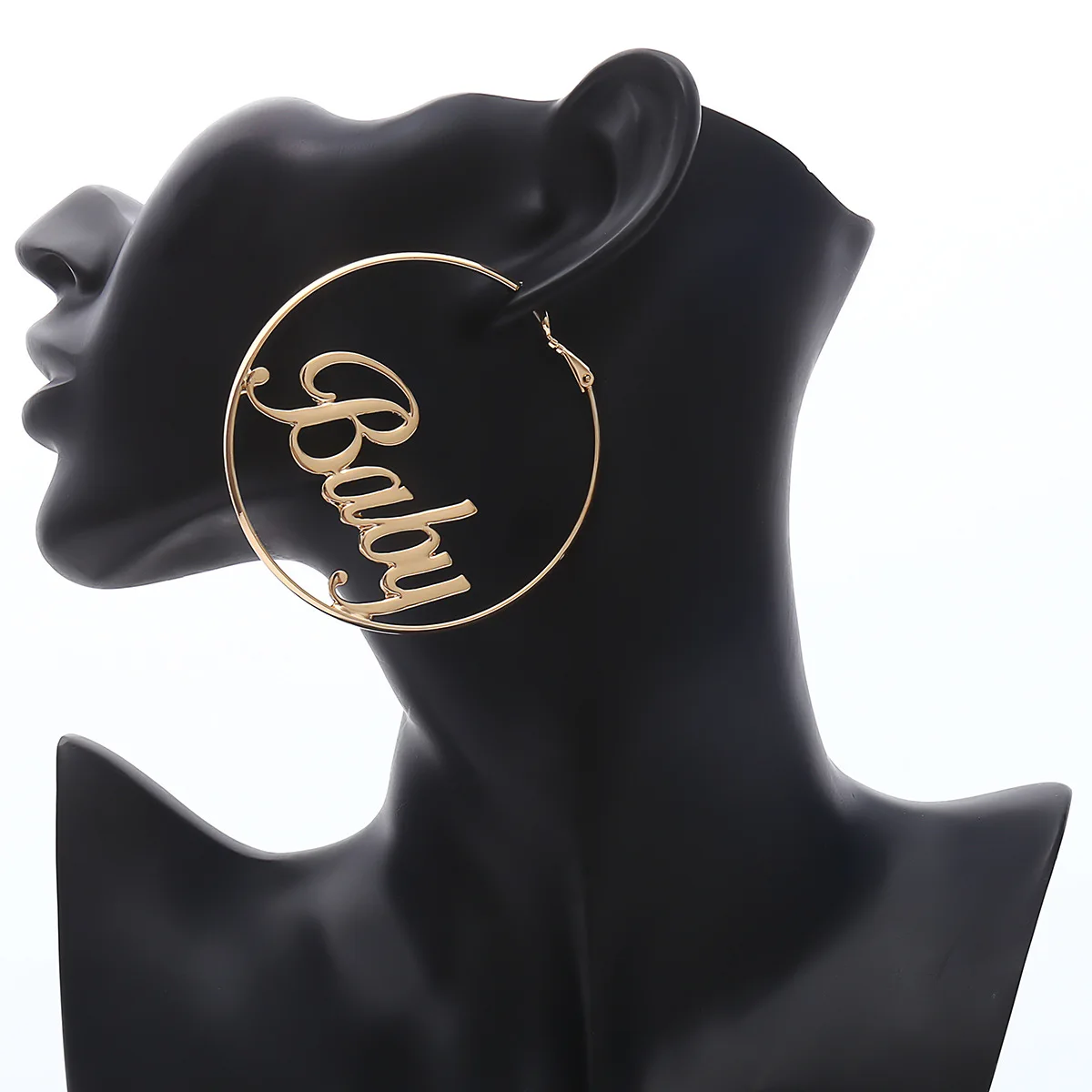 

Icnway Exaggerated Geometric Simple Hollow Earrings Female Personality Generous Circle Letter Creative Earrings