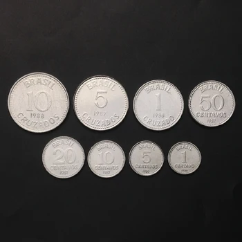 

Set 8Pcs Brazil Coins national emblem Latin America 100% Real Original Coin Collection UNC New