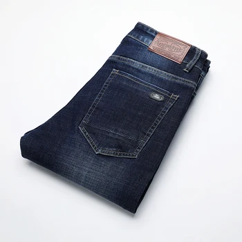 

2020 Thick Business Casual Slim Straight Jeans Stretch Denim Pants Trousers Classic Cowboys Young Man Jean
