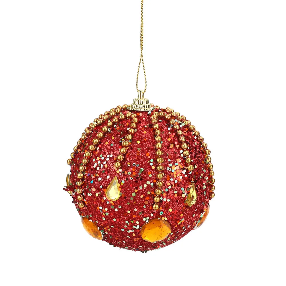 Christmas Tree Foam Glitter Ball Festival Xmas Ornaments Multicolor Creative - Цвет: Red