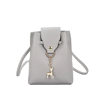 

Women Crossbody Fashion Deer Accessories Decor Faux Leather Shoulder Bags Mini Phone Coin Purse Bucket Messenger Bag PU Lady