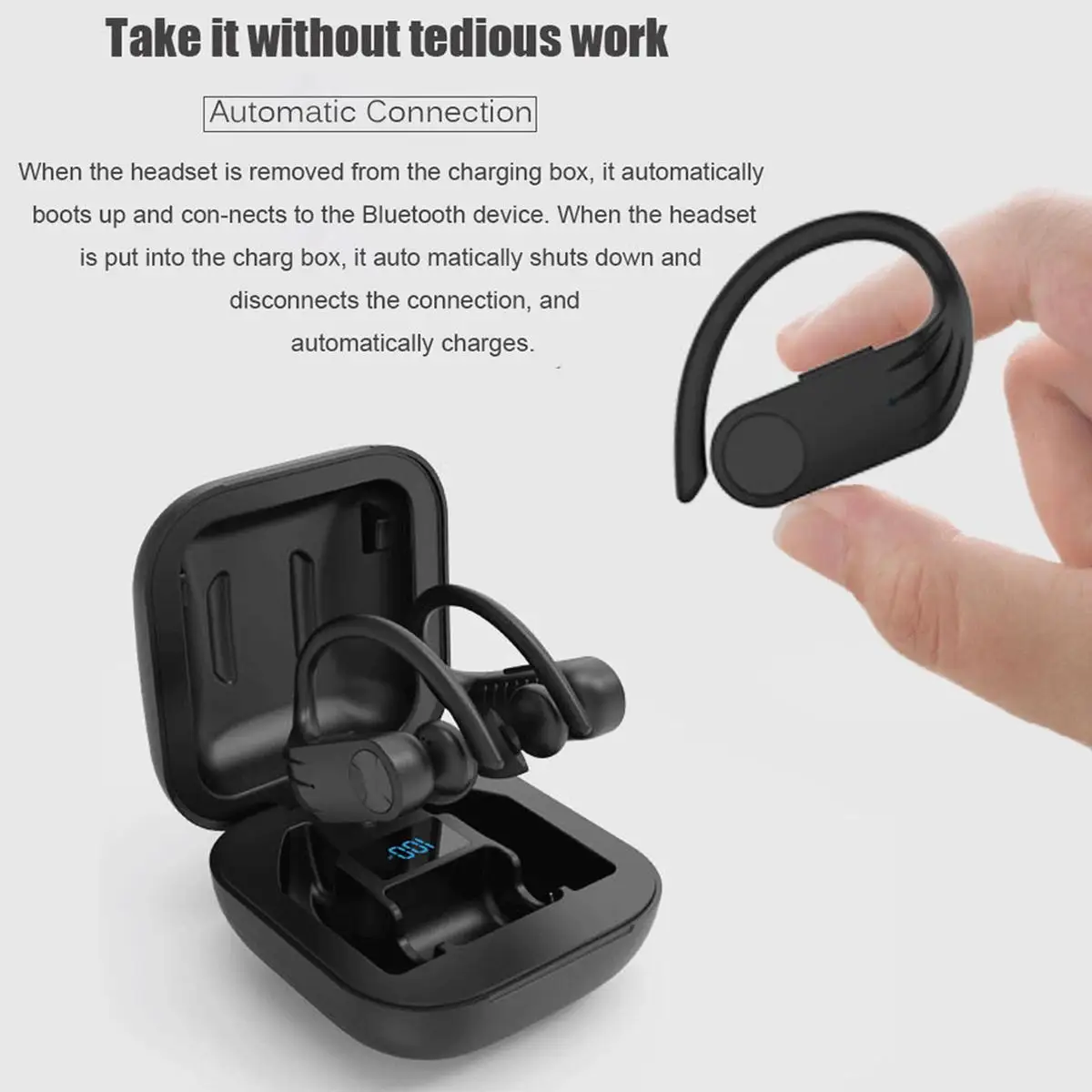Стерео bluetooth наушники светодиодный дисплей Цифровая сенсорная беспроводная гарнитура с зарядным устройством CVC8.0 Автоматическое Сопряжение с шумоподавлением