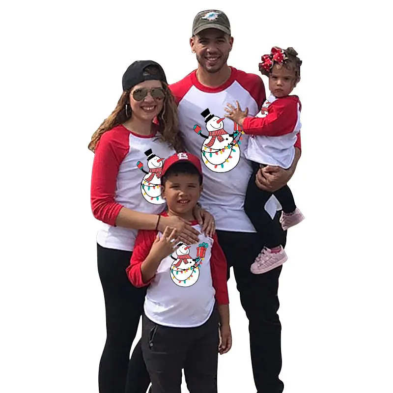 Снеговик семейная одежда для рождественских праздников футболка длинные рукава хлопковая одежда для мамы, сына, дочери Новое поступление цветочного принта для девочек осеннее платье в стиле пэчворк - Цвет: Color2