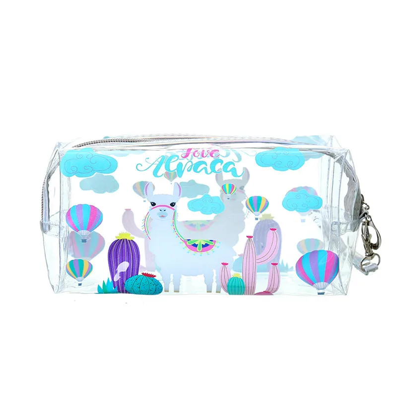 Unicorn Fire Balloon Alpaca Transparent Bag Large Capacity Pencil Bag Stationery Storage Organizer Pencil Case School Supply