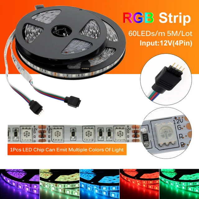 LED Strip 5050 DC12V 60LEDs/m Flexible LED Light RGB RGBW 5050 LED Strip 300LEDs 5m/lot 3
