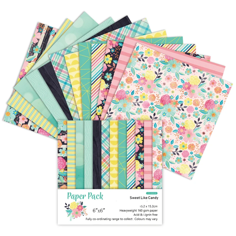 

VYUTXA 12pcs 6" Single-side Sweet like candy Pattern creative papercraft art paper handmade scrapbooking kit set books