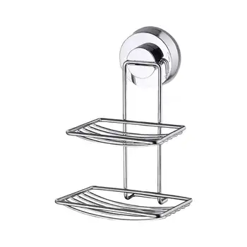 

Powerful Suction Cup-stainless Steel Soap Dish Perforated Double Suction Cup Rack Wall Mounted Suction Double Soap Dish Holder