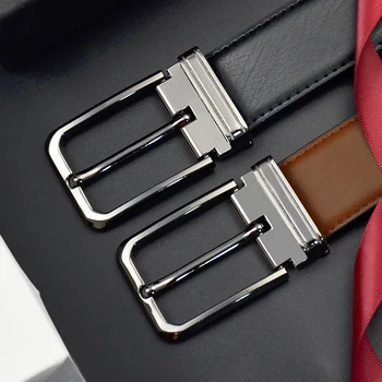 

Double-sided Black Brown Men Belt Leather Alloy Pin Buckle Jeans Waist Belts for Men Women Genuine Leather Fashion Strap Luxury