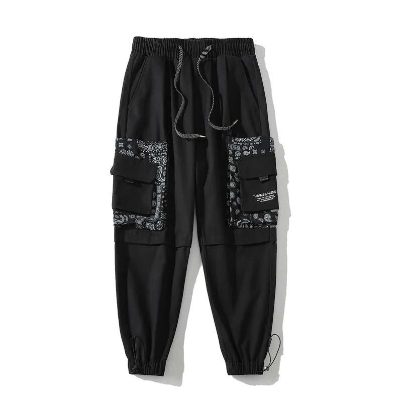 

Fashion Printed Mens Streetwear Joggers Black Harem Sweatpants Casual Trousers