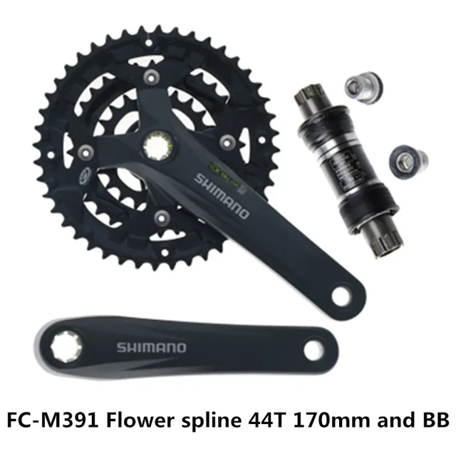Flower spline and BB SHIMANO ACERA FC-M391/FC-M390 Звездочка для горного велосипеда 9/27 скоростей звездочка/квадратное отверстие 22-32-44т 170 мм абсолютно - Цвет: Flower spline and BB