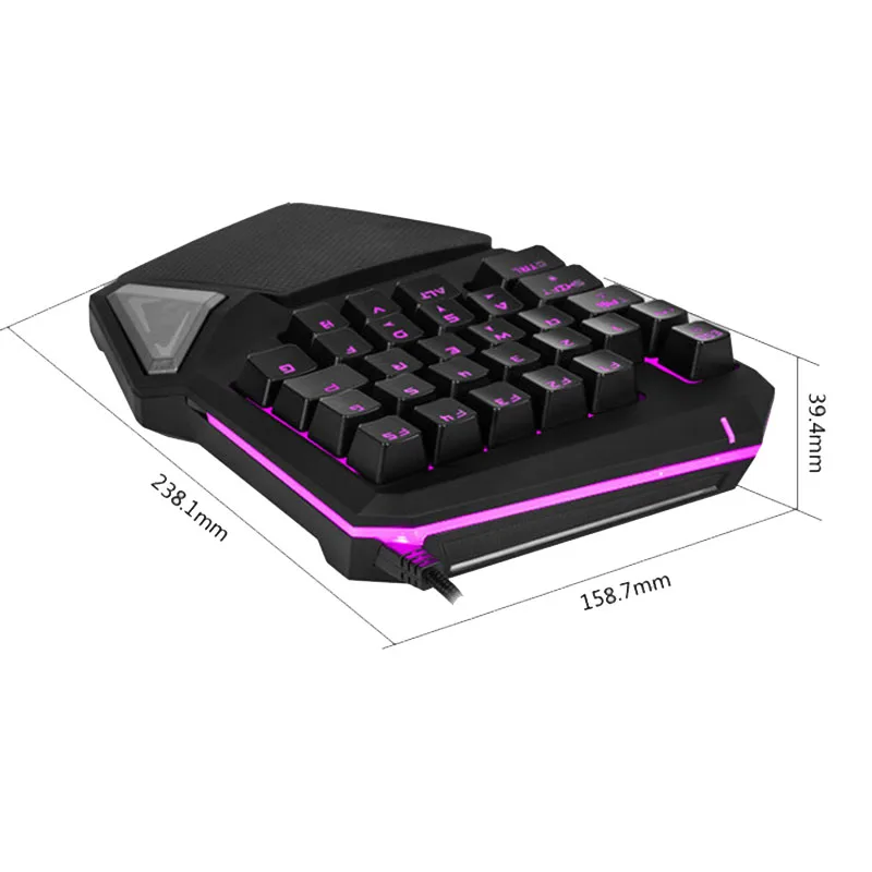 USB Проводная игровая клавиатура Регулируемая 7 цветов подсветка Одиночная ручная игровая клавиатура AS99
