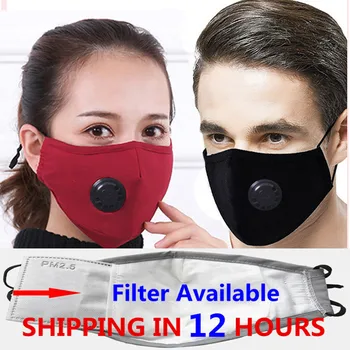 

Cotton PM2.5 Black Face Mouth Mask with 5Ply Activated Carbon Filter Paper Anti Dust Disposable Filter Protective For Adult Kids