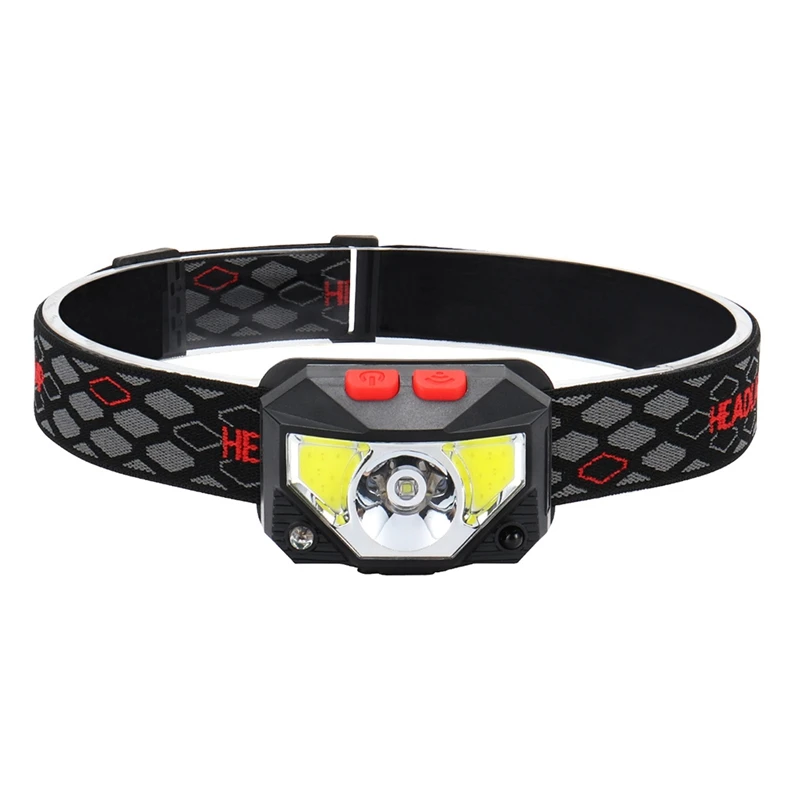 Outdoor Water Resistant Night Fishing Headlamp Red LED Super Bright Sensor USB Rechargeable Warning Wearable Lighting Headband | Спорт и