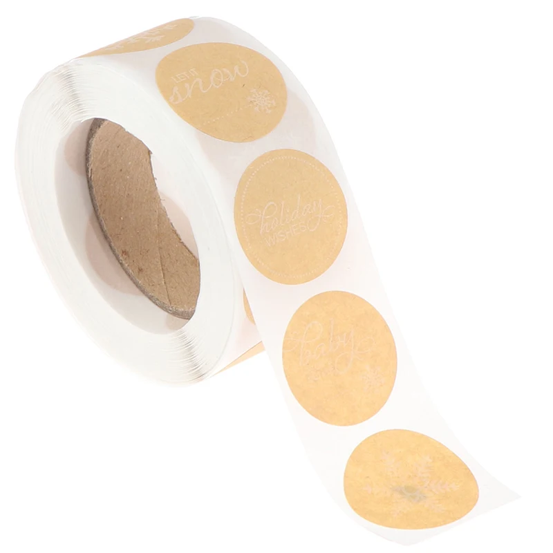 500Pcs/roll Round Christmas Theme Stickers 6styles Snowflake Holiday Labels Scrapbooking Stationery Sticker DIY