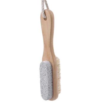 

1PC Double Side Pumice Stone Artificial Hair Multi-use Exfoliating Scrub Brush Massage Male Beard Brush