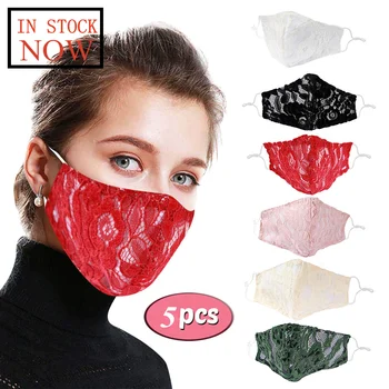 

5pcs Adult Flower Lace Mask Adjustable Washable And Breathable Mascarilla Reutilizable Mondkapjes mask for face Mascherine Maske