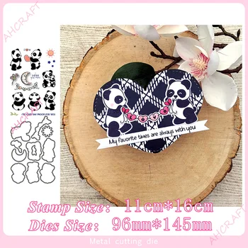 

cute Little panda Stamp and Metal Cutting Dies DIY Scrapbooking for Photo Album Decorative Embossing Silicone Clear Stamps 2020
