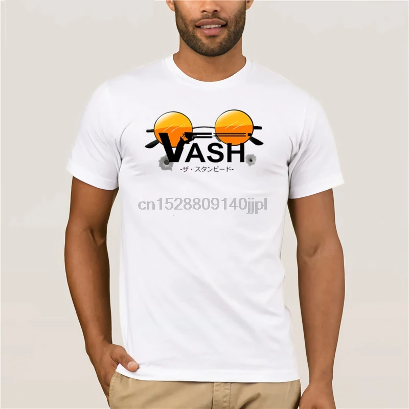 2019Latest Regular Fit Mens VASH Trigun T shirts Custom Short Sleeved Eco Cotton Manga Glasses Shirts |