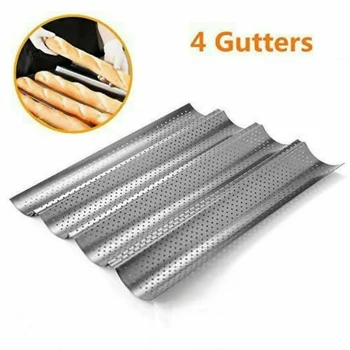 

French Bread Baking Mold Bread Wave Baking Tray Practical Cake Baguette Mold Pans 3/4 Groove Waves Bread Baking Tools